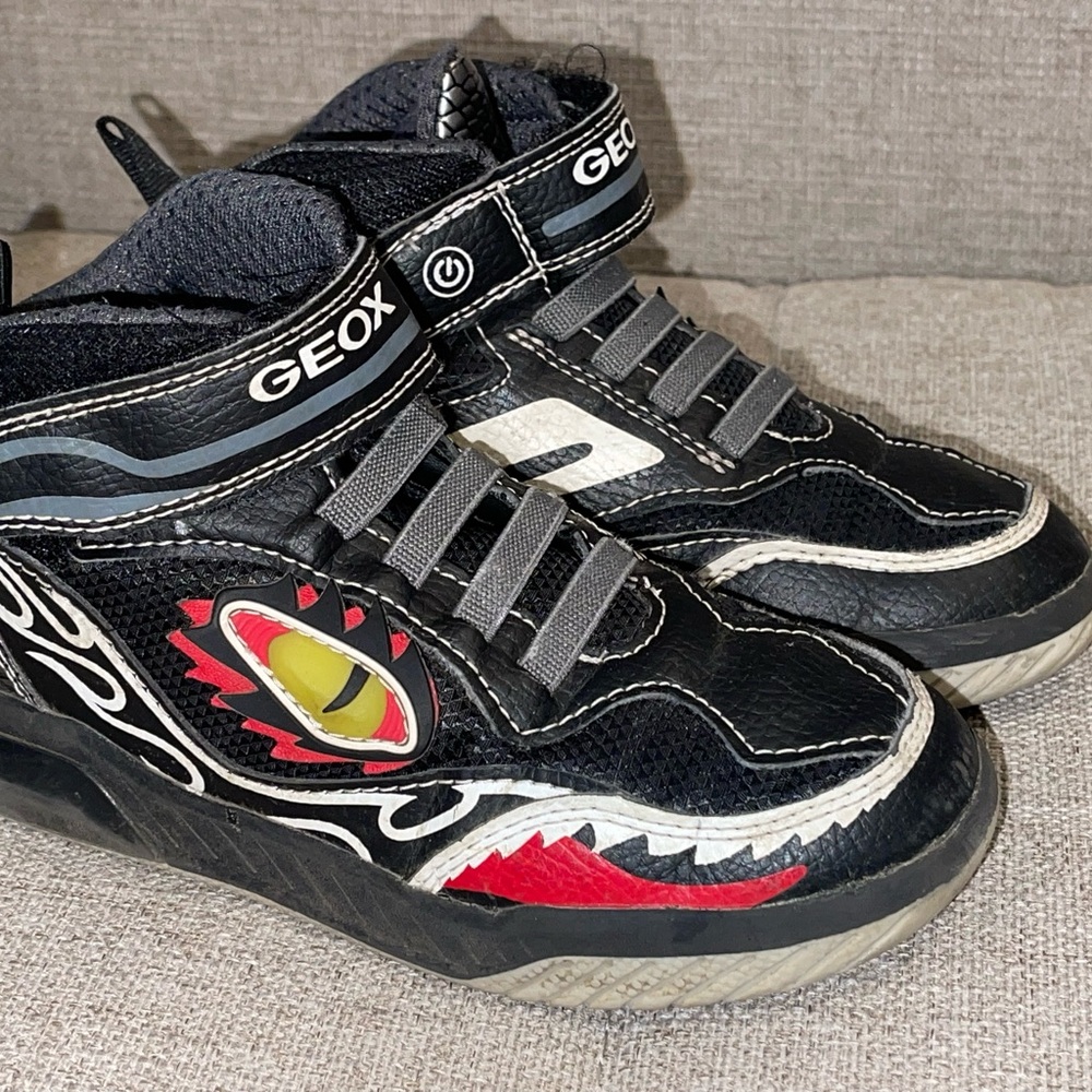 Geox Black and Red Sneakers with Shark Design